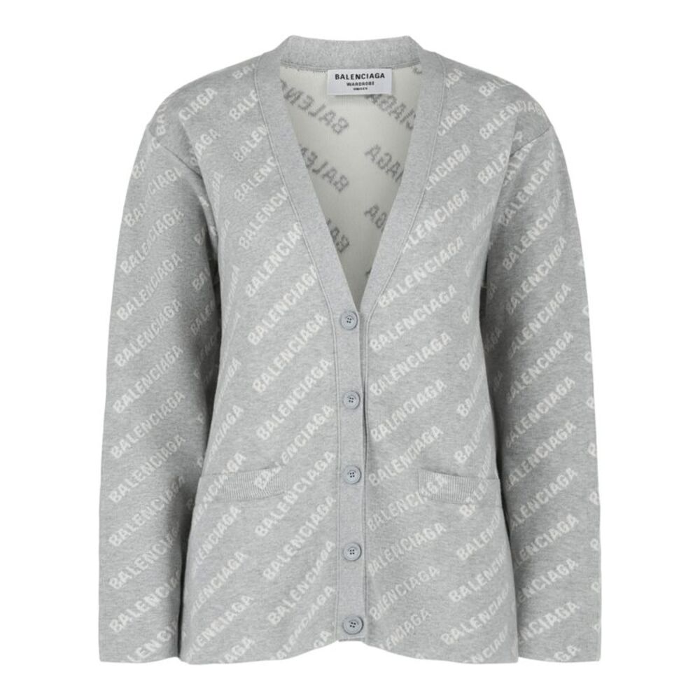 Balenciaga Allover Logo Cardigan Multi Womens